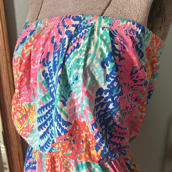 LILLY PULITZER Colorful Leaf Print Strapless Dress - Picture 2 of 6